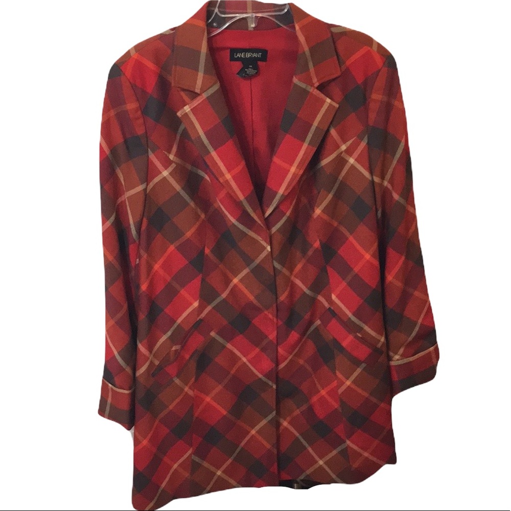Lane Bryant Red Plaid Swing Coat
